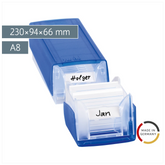 Karteikasten „Twin Boxx“ gefüllt | 230×94×66 mm, A8, mittelblau